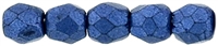 Czech Fire Polished 2mm Round Bead- Saturated Metallic Navy Peony (50 Beads)