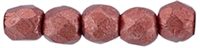 Czech Fire Polished 2mm Round Bead- Saturated Metallic Cherry Tomato  (50 Beads)