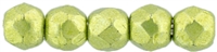 Czech Fire Polished 2mm Round Bead- Saturated Metallic Lime Punch (50 Beads)