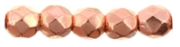 Czech Fire Polished 2mm Round Bead- Copper Penny  (50 Beads)