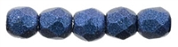 Czech Fire Polished 2mm Round Bead - Metallic Suede Blue (50 Beads)