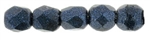 Czech Fire Polished 2mm Round Bead - Metallic Suede Dk Blue (50 Beads)