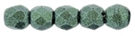 Czech Fire Polished 2mm Round Bead- Metallic Suede Lt Green  (50 Beads)
