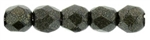 Czech Fire Polished 2mm Round Bead- Metallic Suede Dk Green  (50 Beads)