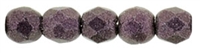 Czech Fire Polished 2mm Round Bead- Metallic Suede Pink  (50 Beads)