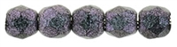 Czech Fire Polished 2mm Round Bead- Polychrome Orchid Aqua (50 Beads)