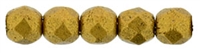 Czech Fire Polished 2mm Round Bead - Matte Metallic Antique Gold (50 Beads)
