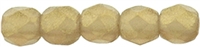 Czech Fire Polished 2mm Round Bead-  Sueded Gold Smoky Topaz (50 Beads)