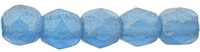 Czech Fire Polished 2mm Round Bead- Sueded Gold Capri Blue (50 Beads)