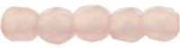 Czech Fire Polished 2mm Round Bead- Sueded Gold Milky Pink (50 Beads)