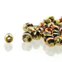 True2 Fire Polished Glass - 2mm Round - Crystal Califoria Gold Rush