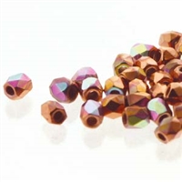 True2 Fire Polished Glass - 2mm Round - Crystal Copper Plate AB