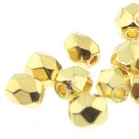 24kt Gold Plate - 4mm Round Fire Polish - 50 Beads - 6-FPR0400030-GP