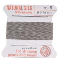 GNS-9603 - Griffin Silk Beading Cord & Needle Size 6 - Silver Gray