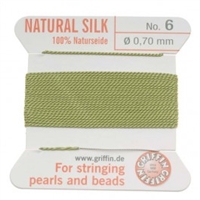 GNS-9608 - Griffin Silk Beading Cord & Needle Size 6 - Lt Jade Green