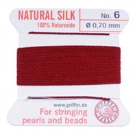 GNS-9614 - Griffin Silk Beading Cord & Needle Size 6 - Garnet Red