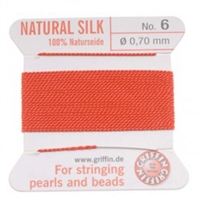 GNS-9618 - Griffin Silk Beading Cord & Needle Size 6 - Coral Orange