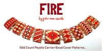 Julie Ann Smith Designs - FIRE - Odd Count Peyote Carrier Bead Cover and Bracelet - Delica Set Collection