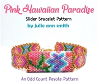Julie Ann Smith Designs - PINK HAWAIIAN PARADISE - Slider Tube Odd Count Peyote Bracelet - 11/0 Delica Bead Kit