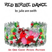 Julie Ann Smith Designs - RED BIRDIE DANCE - Odd Count Peyote Bracelets - 11/0 Delica Bead Kit