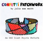 Julie Ann Smith Designs - CONFETTI PATCHWORK - Odd Count Peyote Bracelets - 11/0 Delica Bead Kit and Digital Download Pattern