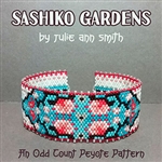 Julie Ann Smith Designs - SASHIKO GARDENS - Odd Count Peyote Bracelets - 11/0 Delica Bead Kit and Digital Download Pattern