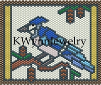 KWynn Jewelry - BIRDS II - BLUE JAYS STAINED GLASS MINI TAPESTRY - Even Count Peyote 11/0 Delica Bead Kit