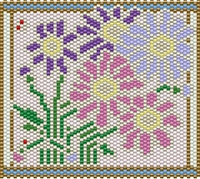KWynn Jewelry - SEPTEMBER BIRTH FLOWER - ASTER STAINED GLASS MINI TAPESTRY - Even Count Peyote 11/0 Delica Bead Kit