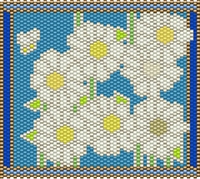 KWynn Jewelry - APRIL BIRTH FLOWER - DAISY STAINED GLASS MINI TAPESTRY - Even Count Peyote 11/0 Delica Bead Kit