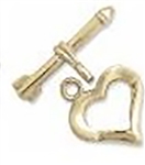 Toggle Heart Clasp Set - 11 x14.5mm Ring x 13x15.5mm Bar - Gold Plated - 1 Set