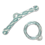 Aqua/White Twist Glass Toggle